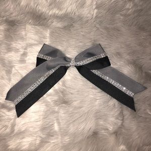 Gray and black embellished cheer bow